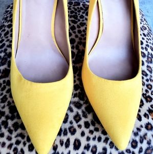 Yellow Suede Pumps